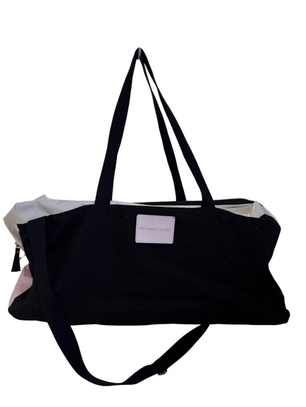 Victorias Secret Black & White Canvas Tote/Shoulder Bag With Adjustable Strap - Picture 1 of 16